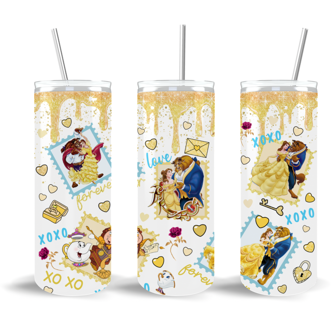 Cartoon beast and girl Valentine’s Day Skinny Tumbler (20 oz.)
