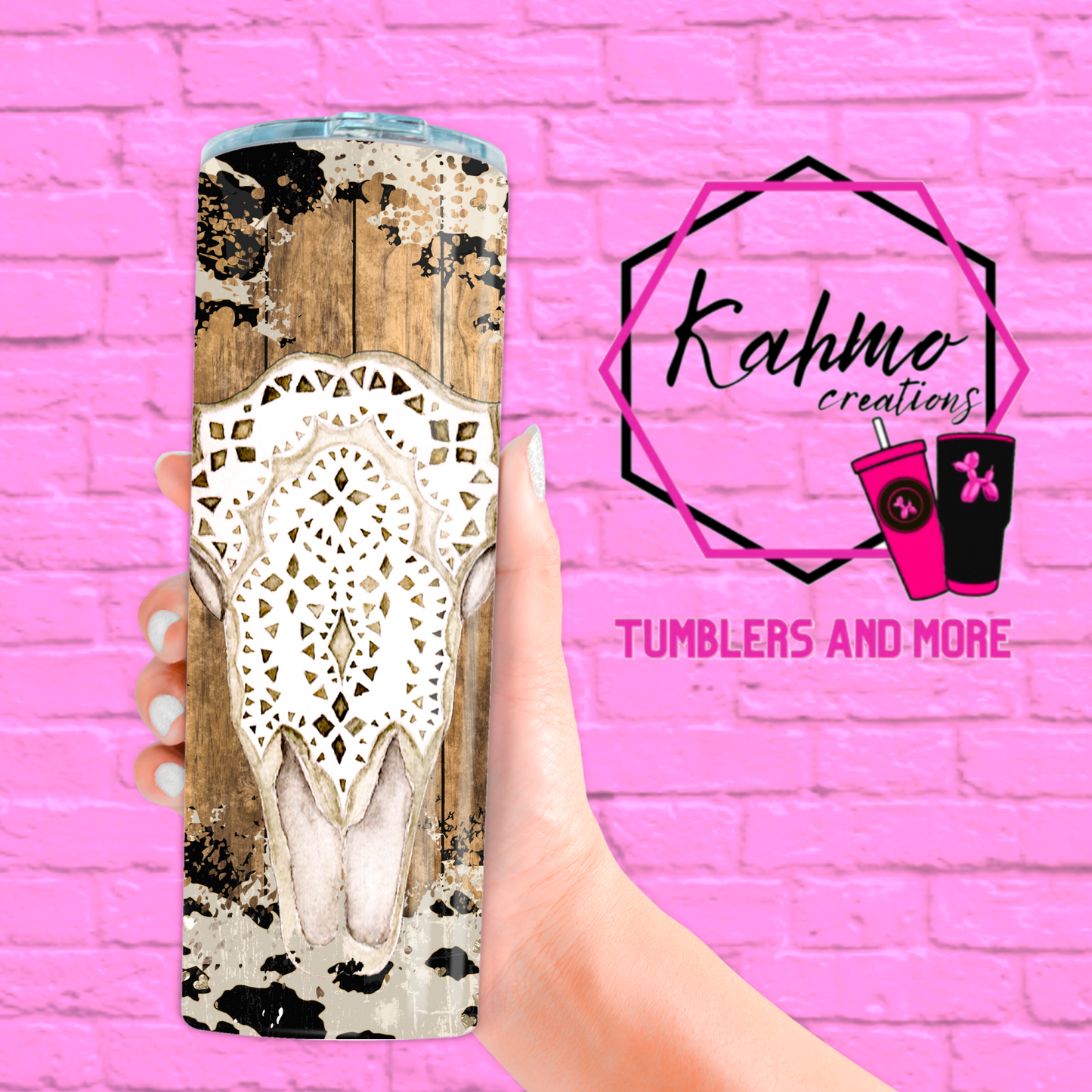 Western Boho cowhide tumbler Skinny Tumbler (20 oz.)