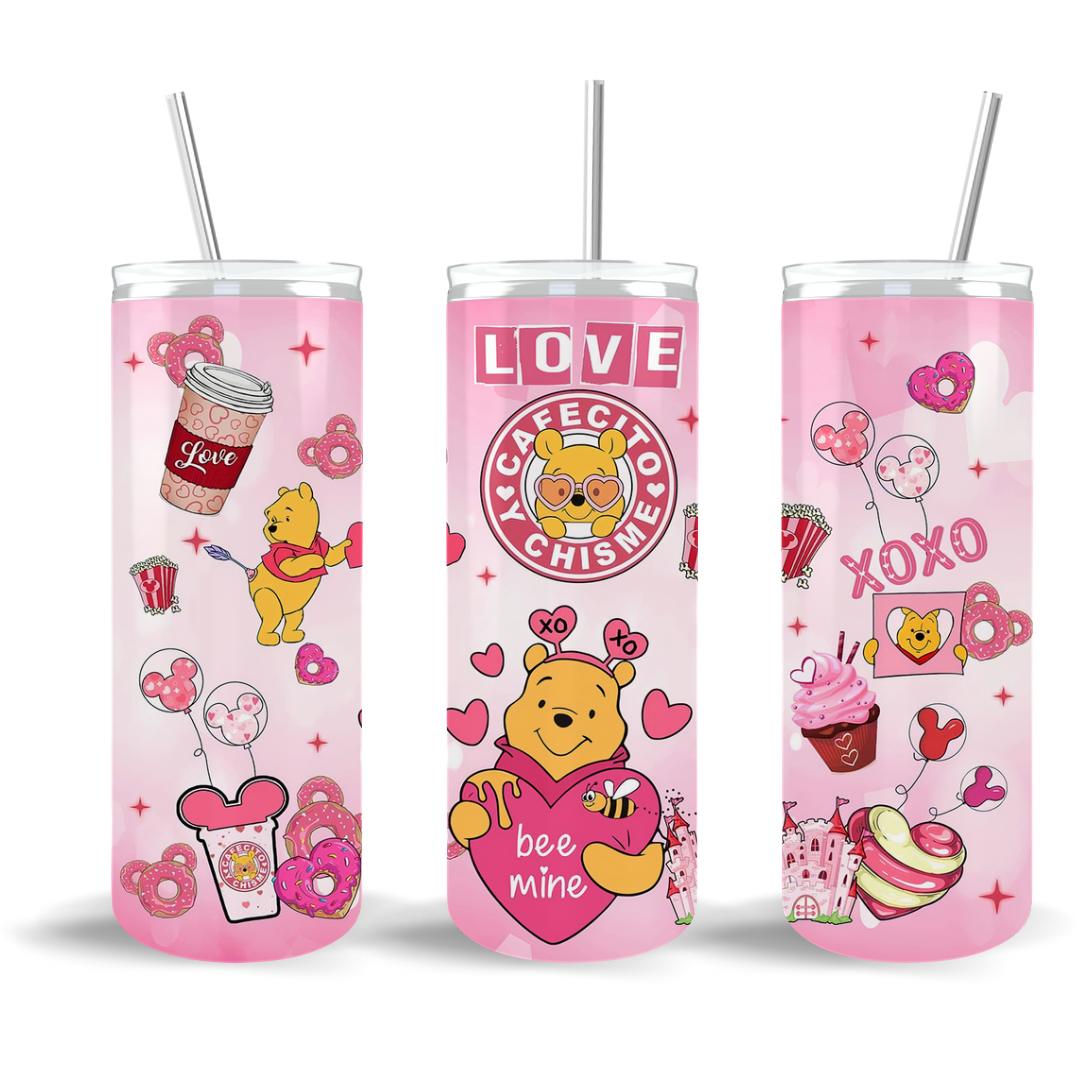 Cafecito and Chisme Valentine’s Day Cute Bear Skinny Tumbler (20 oz.)