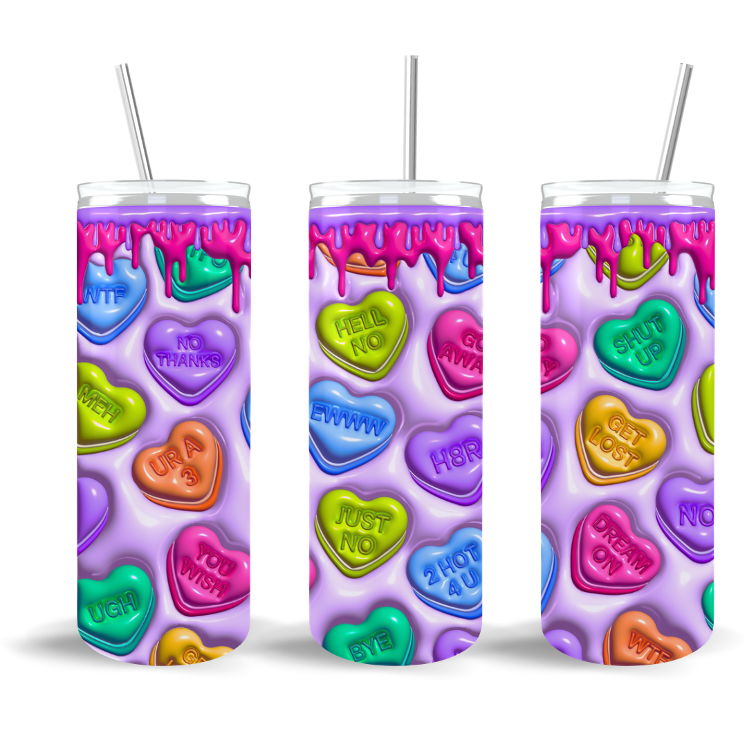 3D Anti-Valentine’s Day Heart Skinny Tumbler