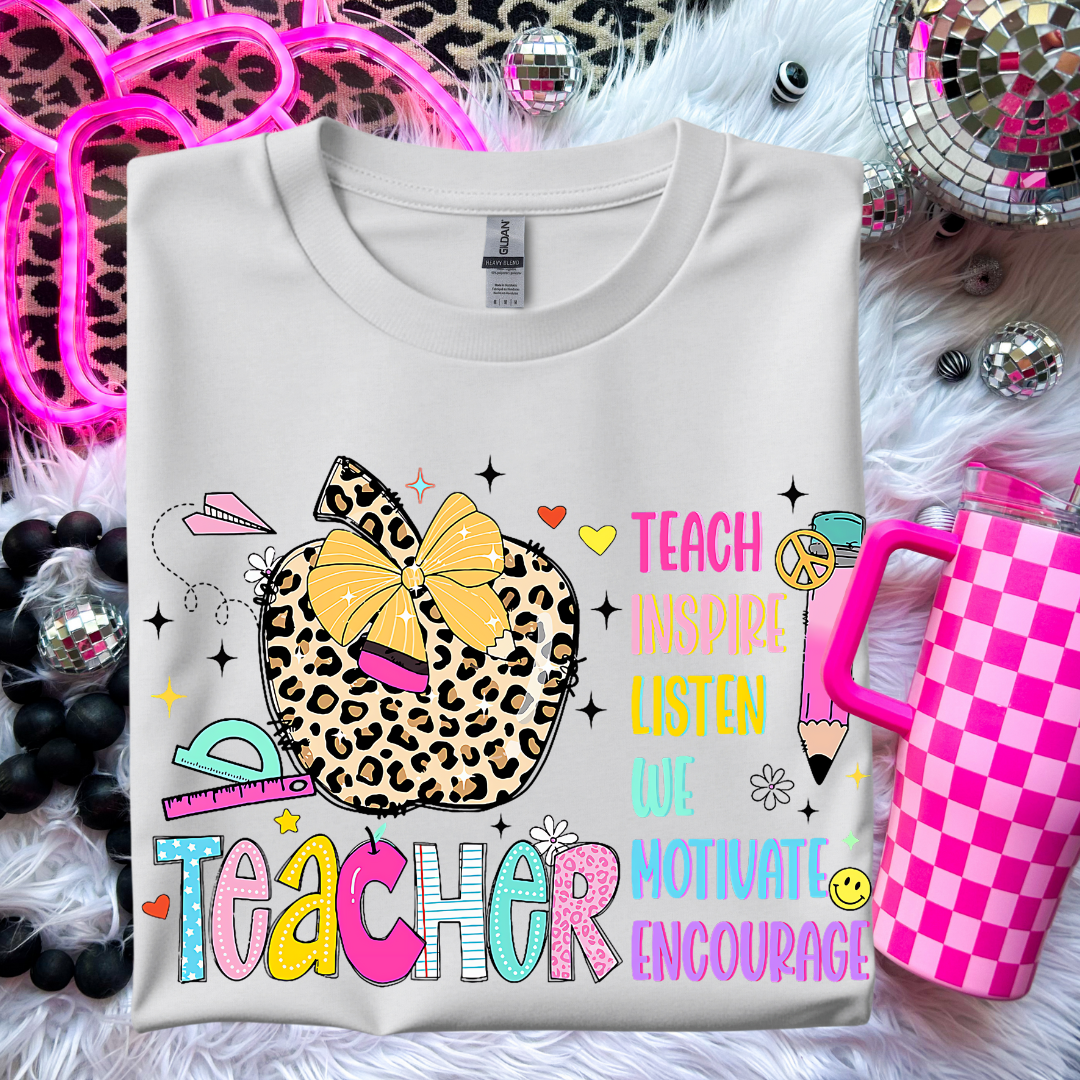 Teacher Apple Animal Print Shirt
