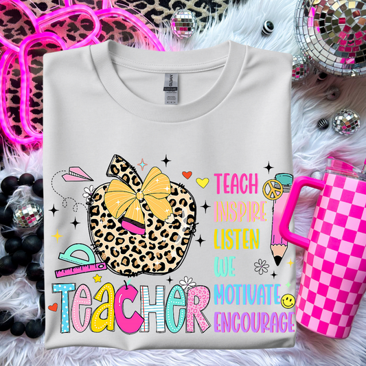 Teacher Apple Animal Print Shirt