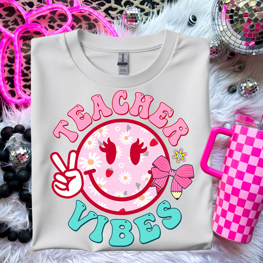 Teacher Vibes Happy Face Shirt