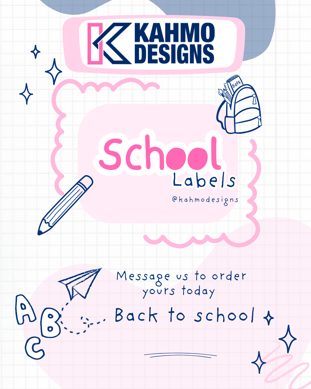 Personalized School Labels – 65 Waterproof Stickers