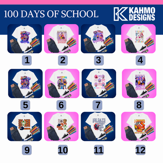 100 Days of School 1-12 Design Options