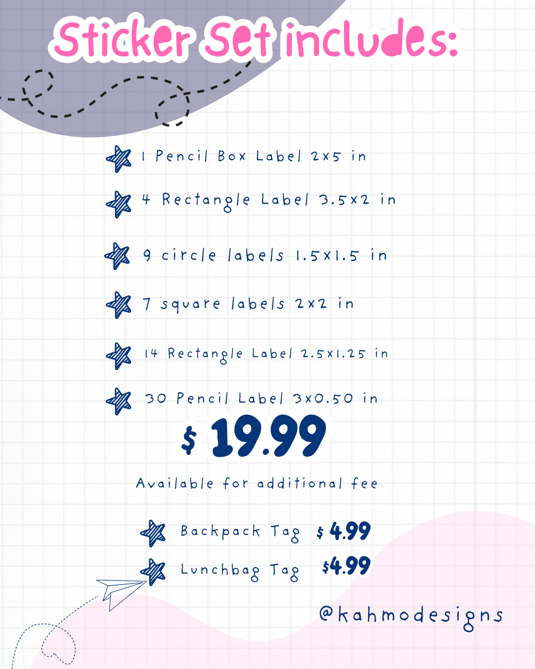 Personalized School Labels – 65 Waterproof Stickers