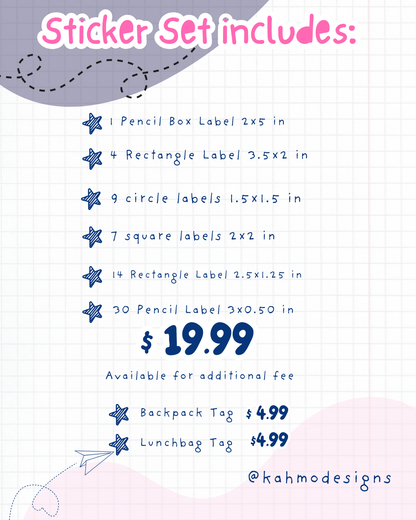 Personalized School Labels – 65 Waterproof Stickers