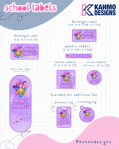 Personalized School Labels – 65 Waterproof Stickers