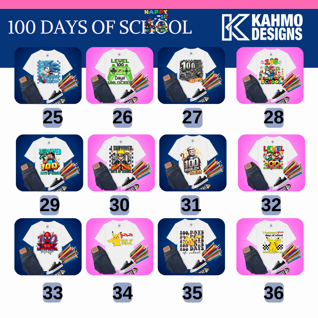 100 Days of School 25-36 Design Options