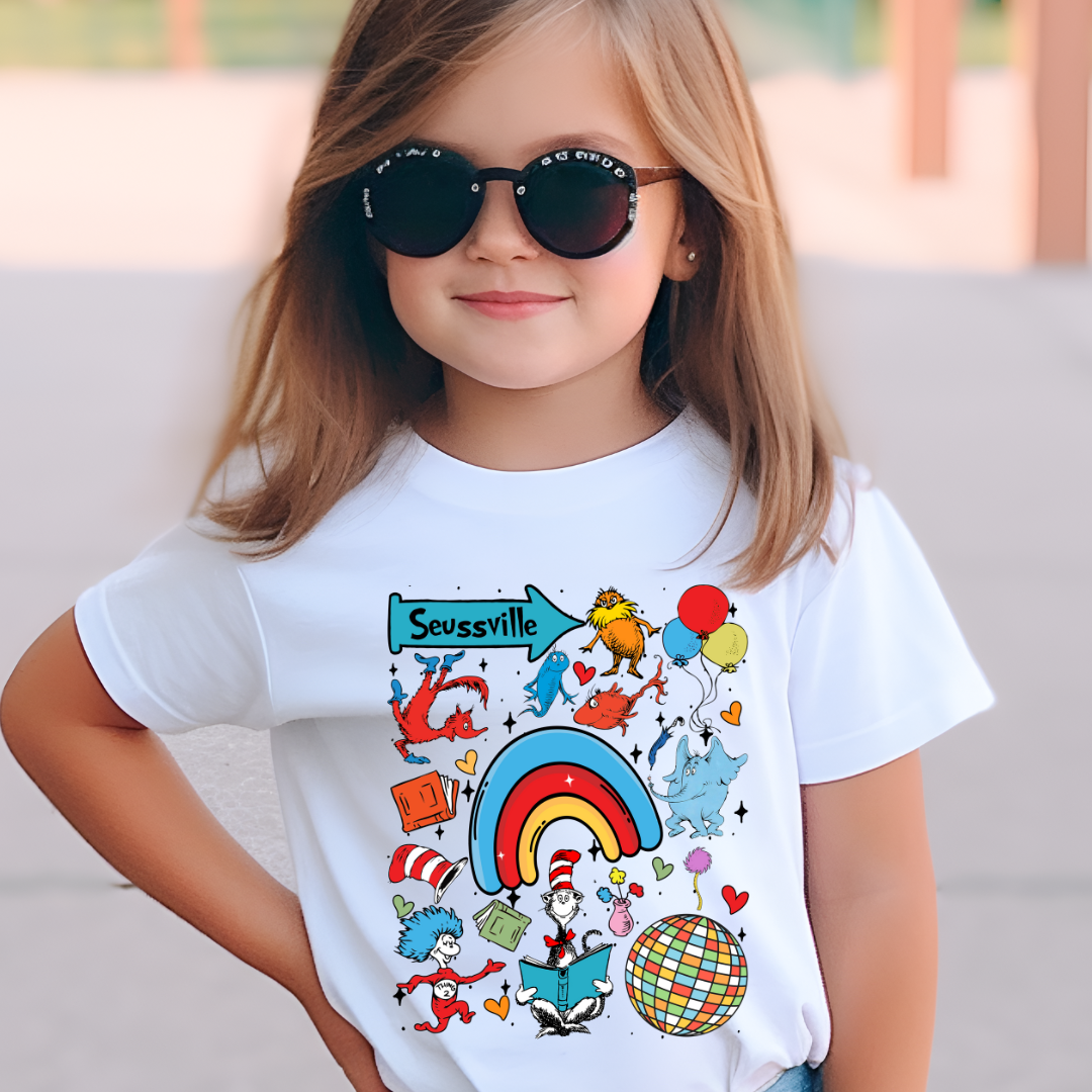 Read Across America Shirt-Book Character Fun Rainbow