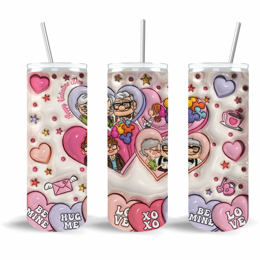 3D Romantic Old Couple Valentine’s Day Skinny Tumbler (20 oz.)