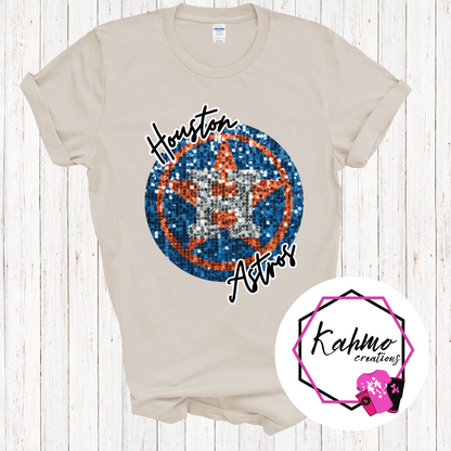 Faux Sequence Houston Baseball Shirt