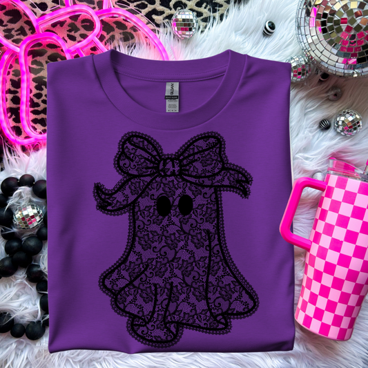 Spooky Chic Lace Ghost T-Shirt