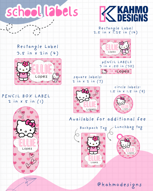 Personalized School Labels – 65 Waterproof Stickers