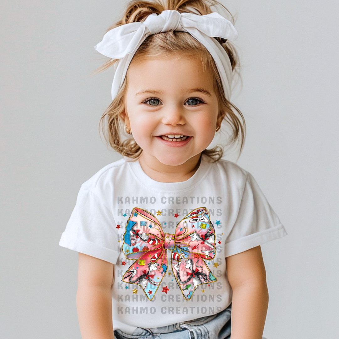 Read Across America Shirt-Book Character Bow Coquette