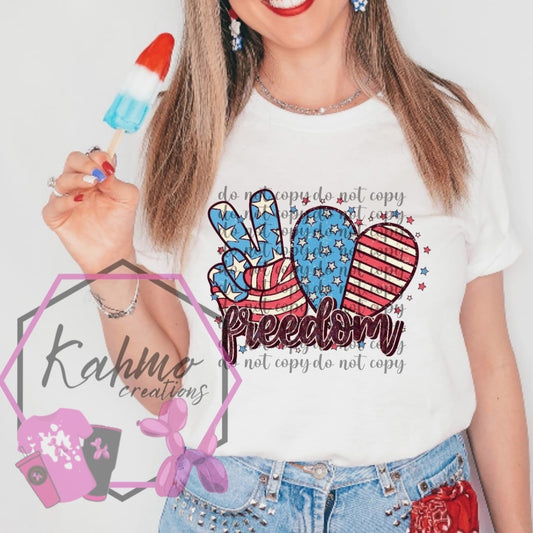 4th of July, Independence Tee, Peace Love Freedom