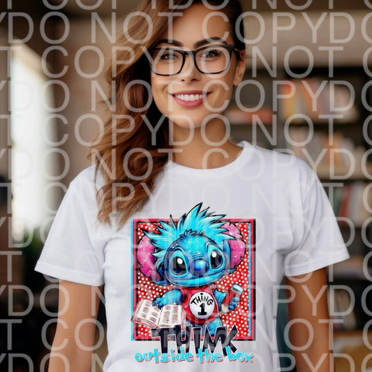Blue Alien #1, Think outside the box, Read Across America Shirt