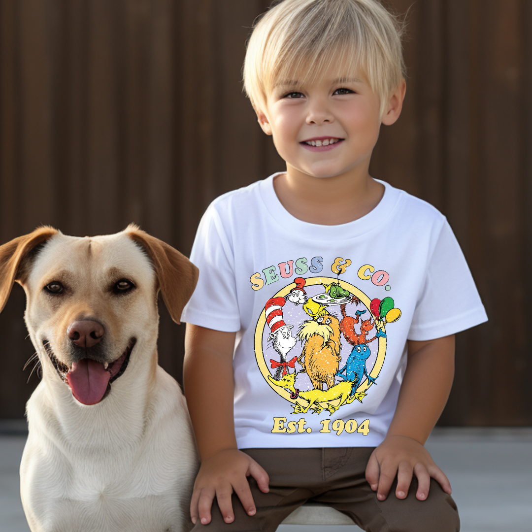 Read Across America Shirt-Book Character Retro logo