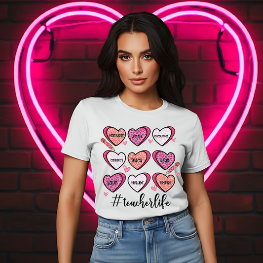 Teacher Life Valentines Heart Shirt