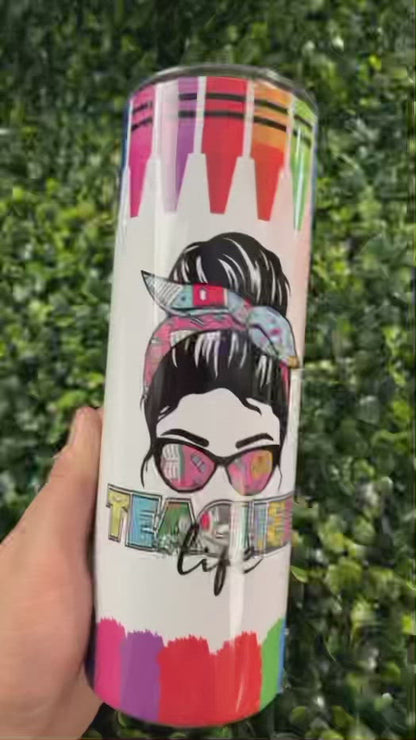 Teacher Life Skinny Tumbler (20 oz.)
