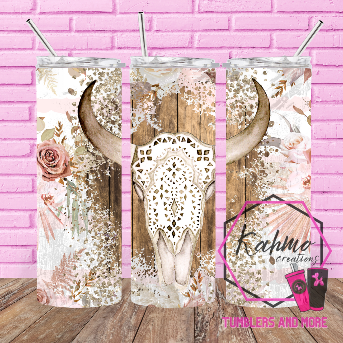 Western Boho floral tumbler Skinny Tumbler (20 oz.)