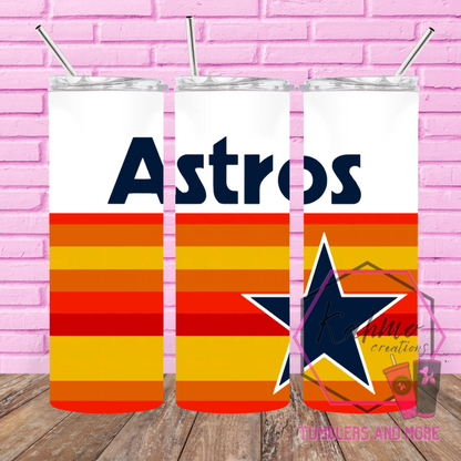 Retro Astros Baseball Stainless Steel 20 oz Skinny Tumbler