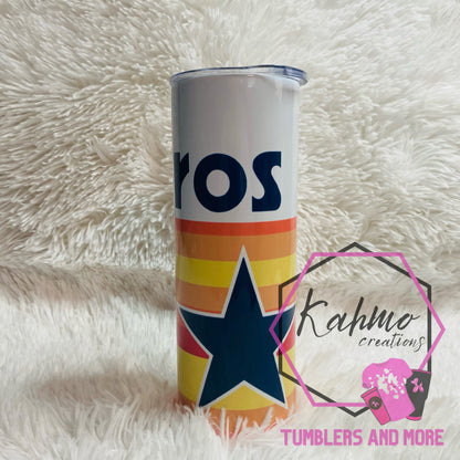 Retro Astros Baseball Stainless Steel 20 oz Skinny Tumbler
