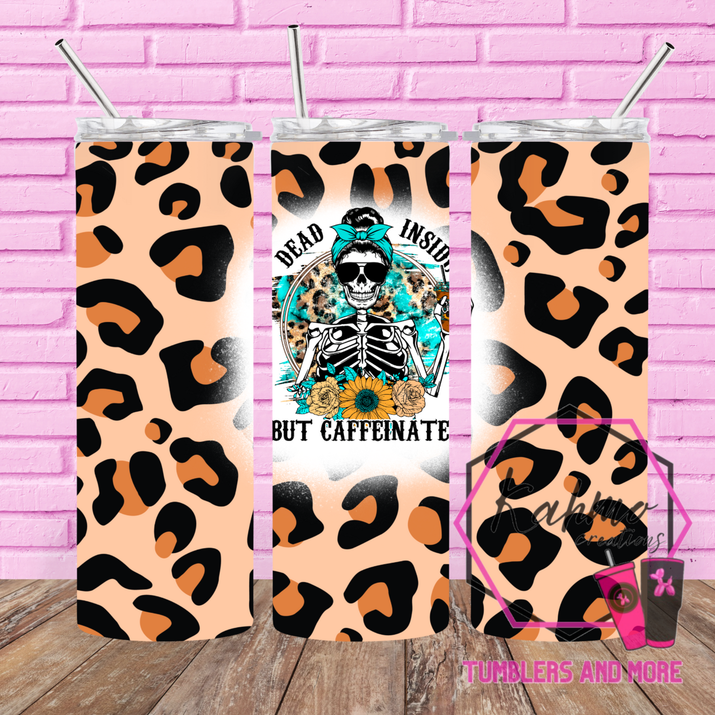 Dead inside but caffeinated Skinny Tumbler (20 oz.)