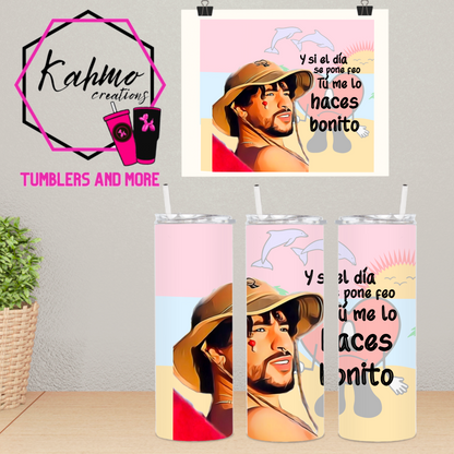 Bad Bunny Un verano sin ti playa Skinny Tumbler (20 oz.)