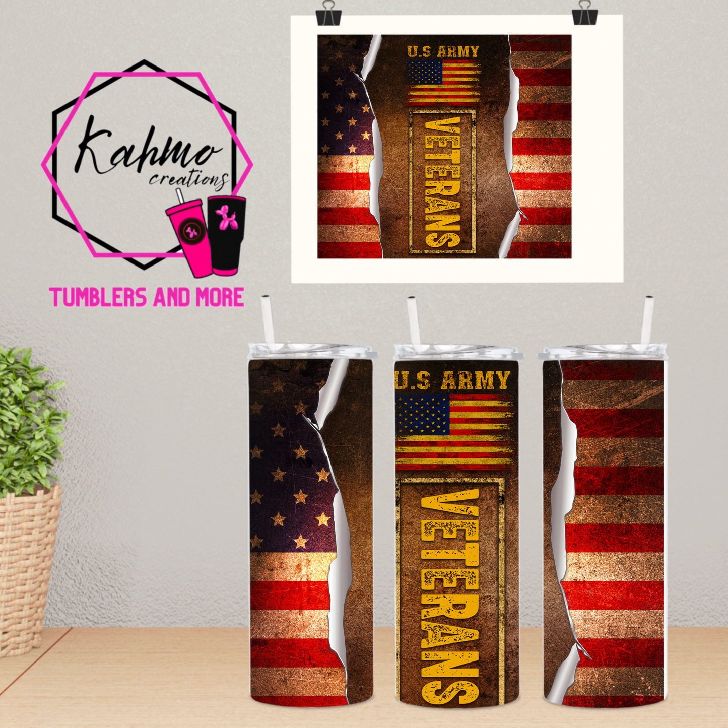 US Army Veteran Skinny Tumbler (20 oz.)