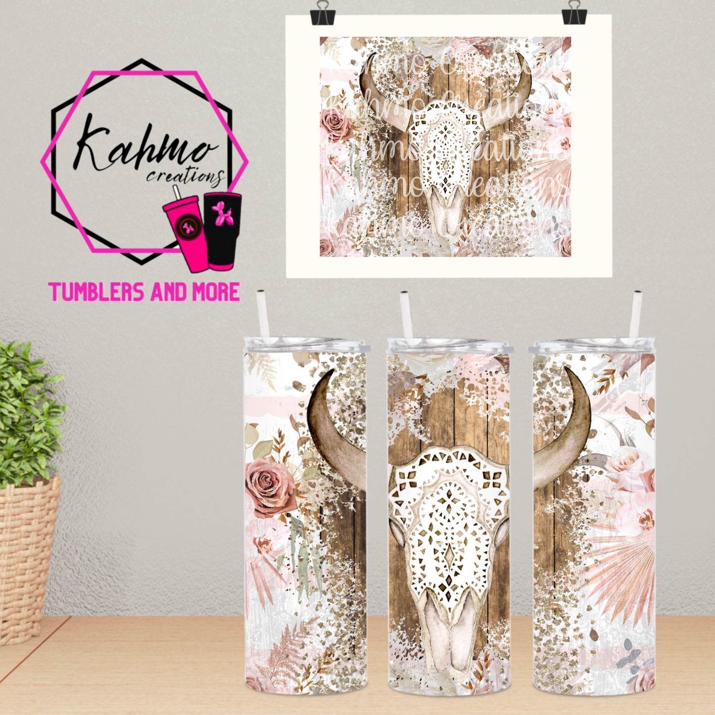 Western Boho floral tumbler Skinny Tumbler (20 oz.)