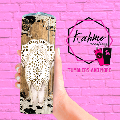 Western Boho cowhide tumbler Skinny Tumbler (20 oz.)