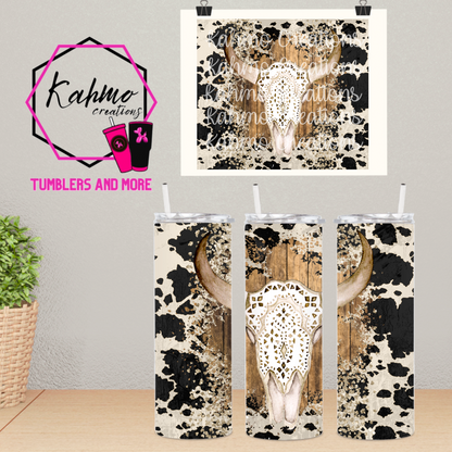 Western Boho cowhide tumbler Skinny Tumbler (20 oz.)