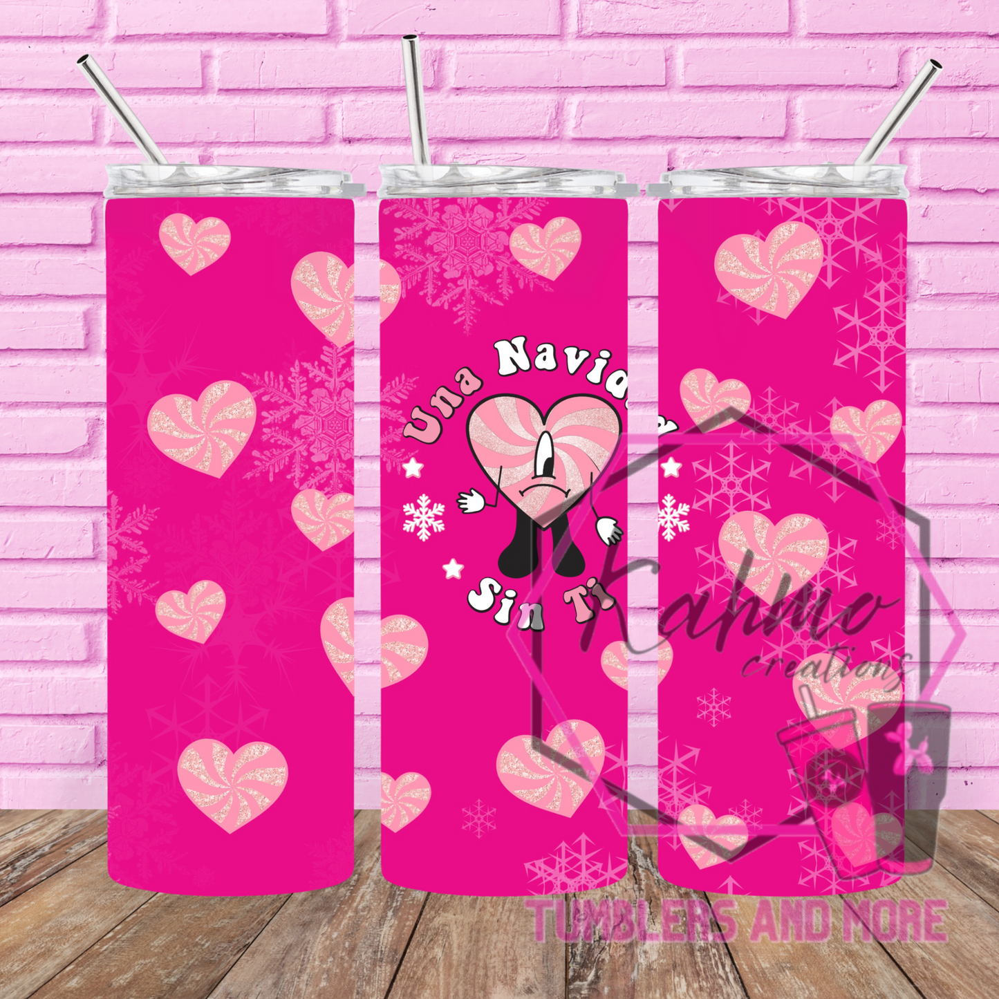 Pink Bad Bunny Christmas Skinny Tumbler (20 oz.)
