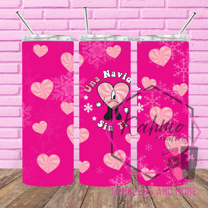 Pink Bad Bunny Christmas Skinny Tumbler (20 oz.)