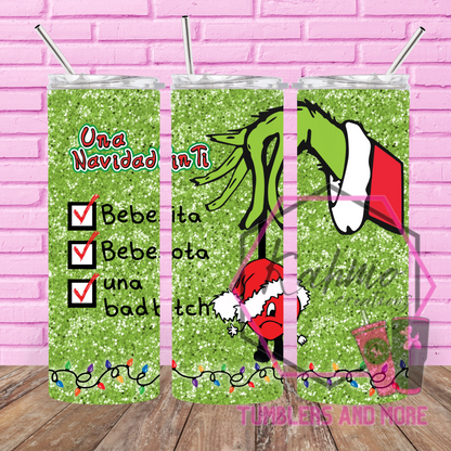 Green Bad Bunny Christmas Skinny Tumbler (20 oz.)