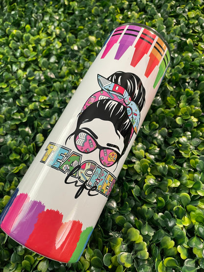 Teacher Life Skinny Tumbler (20 oz.)